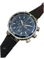 Copy Oris SS Black Chronograph Dial Black Rubber Mans Watch